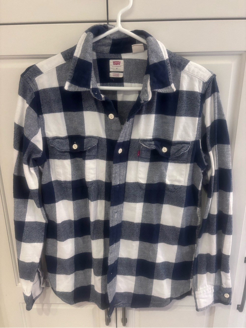 Levi's Men's Navy and White Buffalo Check Button-Down Shirt
